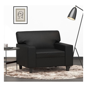Bowery Hill Contemporary Single Sofa Chair in Black Faux Leather