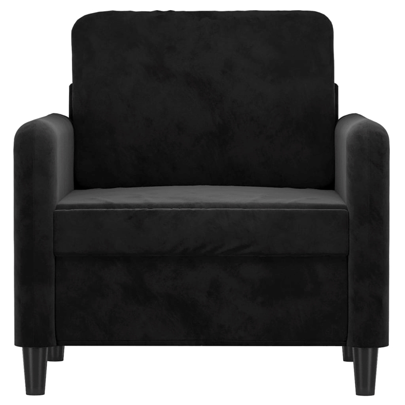 Bowery Hill Contemporary Single Sofa Chair in Black Finish Velvet