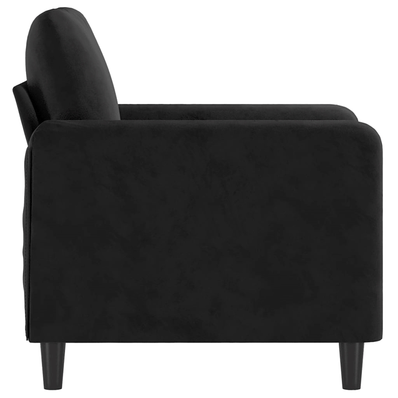Bowery Hill Contemporary Single Sofa Chair in Black Finish Velvet