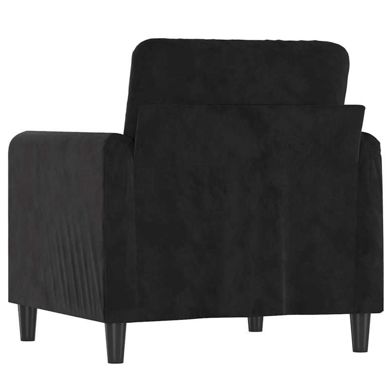 Bowery Hill Contemporary Single Sofa Chair in Black Finish Velvet