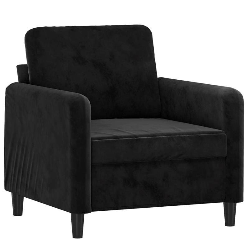 Bowery Hill Contemporary Single Sofa Chair in Black Finish Velvet