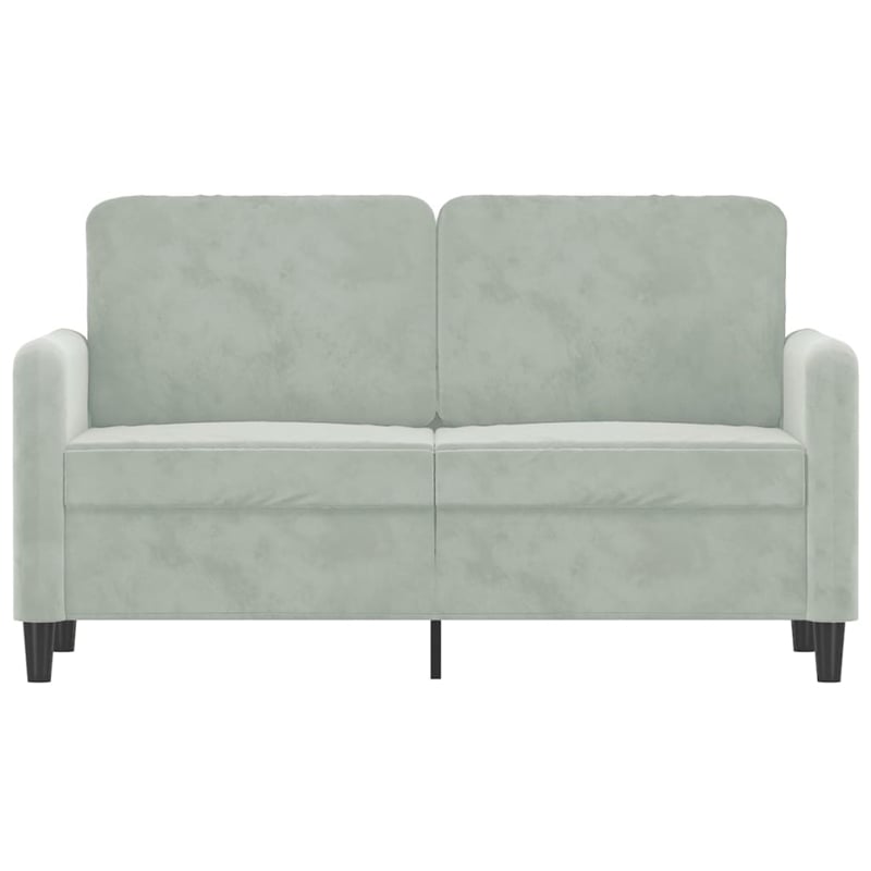 Bowery Hill Contemporary Metal 2-Seater Sofa in Light Grey Velvet