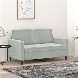 Bowery Hill Contemporary Metal 2-Seater Sofa in Light Grey Velvet