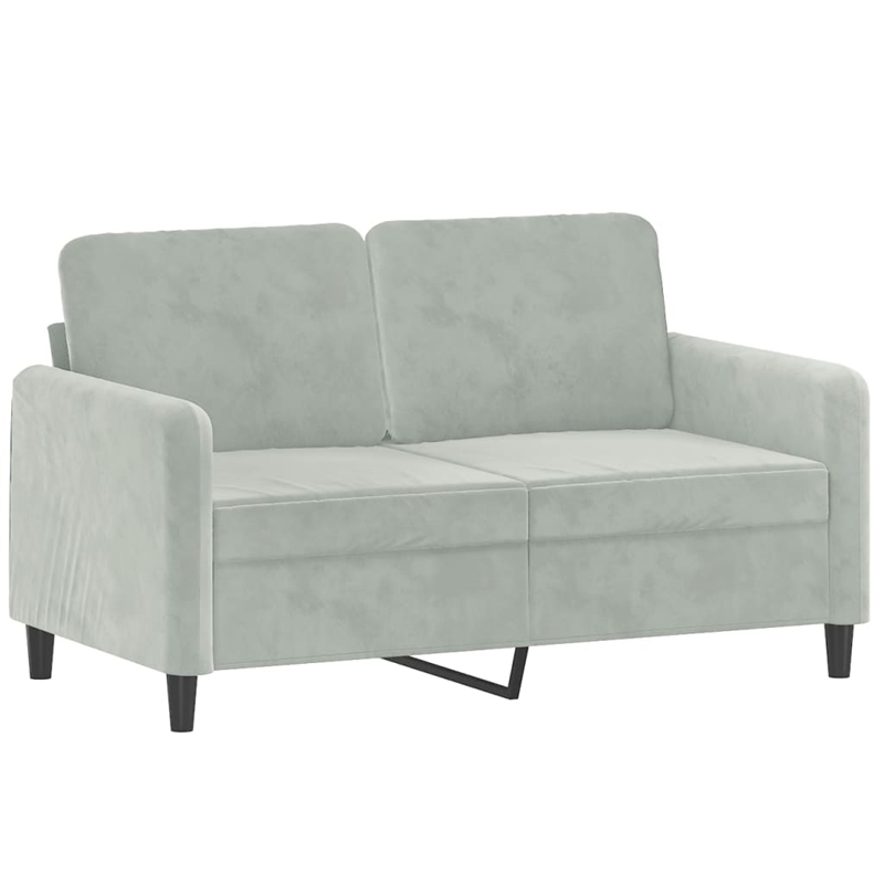 Bowery Hill Contemporary Metal 2-Seater Sofa in Light Grey Velvet