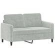 Bowery Hill Contemporary Metal 2-Seater Sofa in Light Grey Velvet