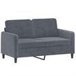 Bowery Hill Contemporary Velvet 2-Seater Sofa in Dark Gray Finish