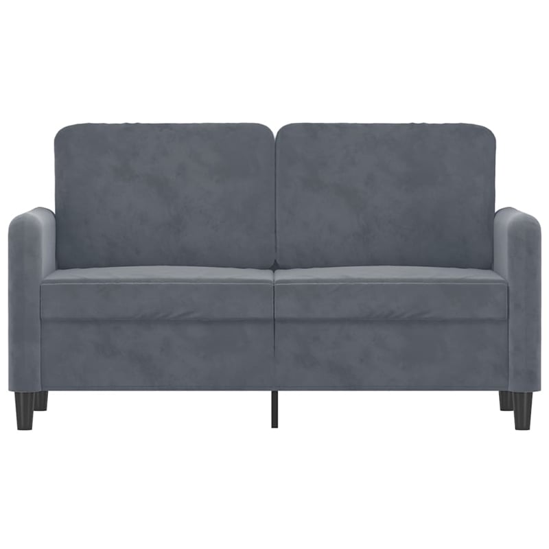Bowery Hill Contemporary Velvet 2-Seater Sofa in Dark Gray Finish