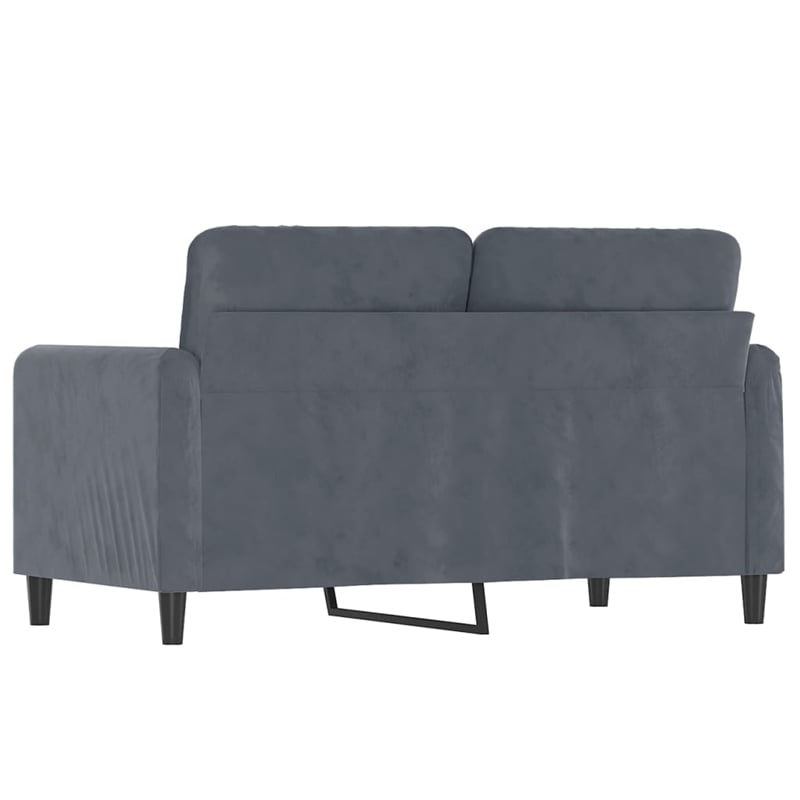 Bowery Hill Contemporary Velvet 2-Seater Sofa in Dark Gray Finish