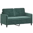 Bowery Hill Modern / Contemporary 2-Seater Sofa in Dark Green Velvet