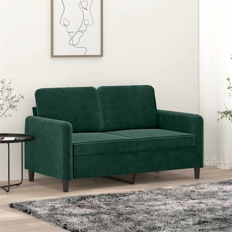 Bowery Hill Modern / Contemporary 2-Seater Sofa in Dark Green Velvet
