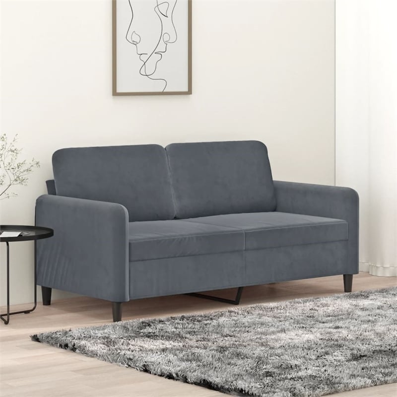 Bowery Hill Contemporary 2-Seater Sofa in Dark Grey Polyester