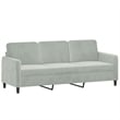 Bowery Hill Metal 3-Seater Sofa in Light Grey Polyester Velvet
