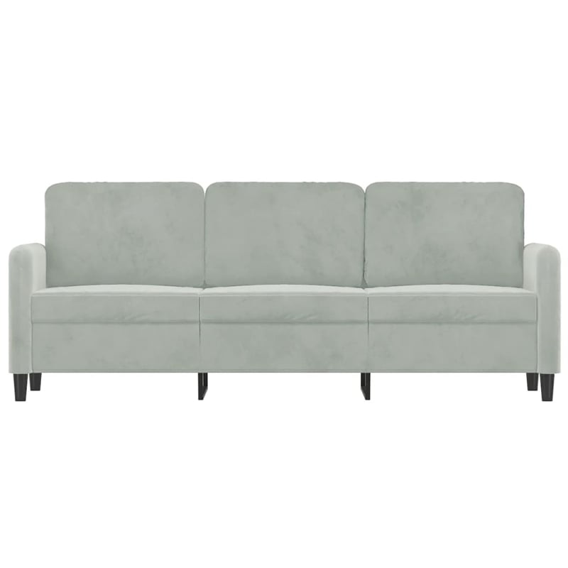 Bowery Hill Metal 3-Seater Sofa in Light Grey Polyester Velvet