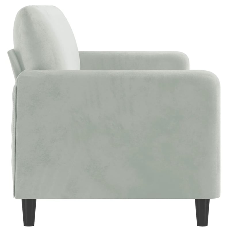 Bowery Hill Metal 3-Seater Sofa in Light Grey Polyester Velvet