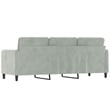 Bowery Hill Metal 3-Seater Sofa in Light Grey Polyester Velvet