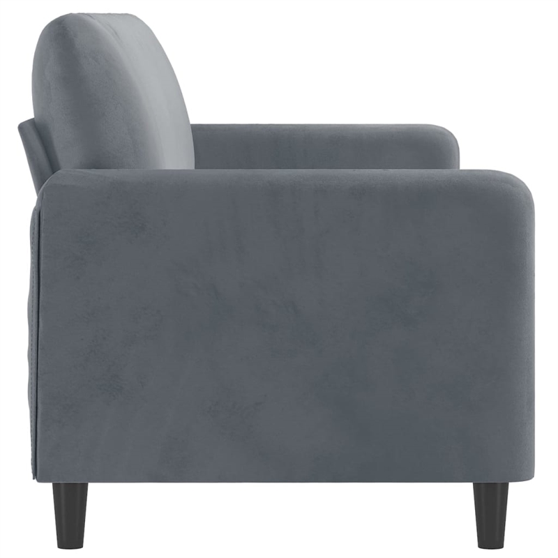 Bowery Hill Metal 3-Seater Sofa in Dark Grey Polyester Velvet