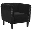 Bowery Hill Contemporary Single Sofa Chair in Black Polyester Velvet