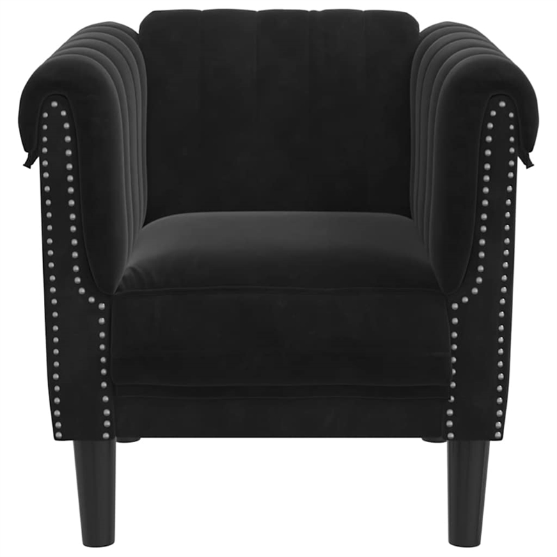 Bowery Hill Contemporary Single Sofa Chair in Black Polyester Velvet