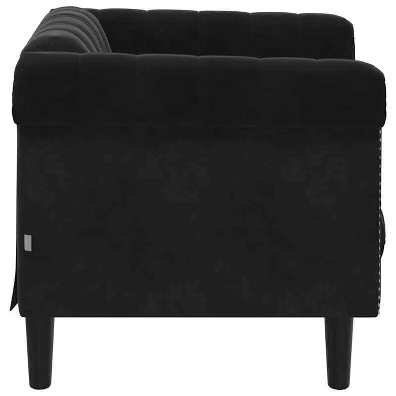 Bowery Hill Contemporary Single Sofa Chair in Black Polyester Velvet