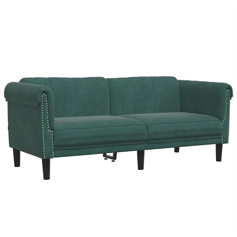 Bowery Hill Contemporary Sofa in Dark Green Polyester Velvet