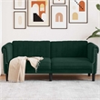 Bowery Hill Contemporary Sofa in Dark Green Polyester Velvet