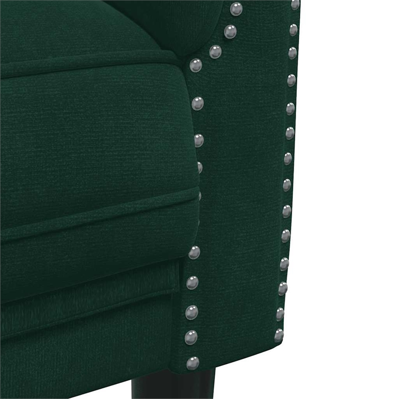 Bowery Hill Contemporary Sofa in Dark Green Polyester Velvet