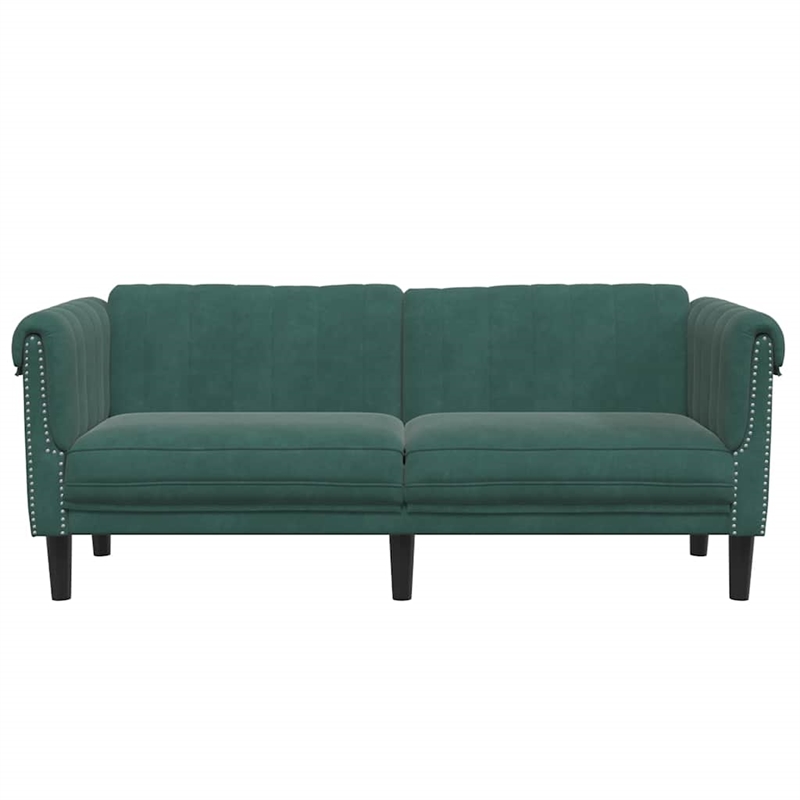Bowery Hill Contemporary Sofa in Dark Green Polyester Velvet
