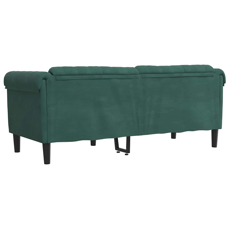 Bowery Hill Contemporary Sofa in Dark Green Polyester Velvet