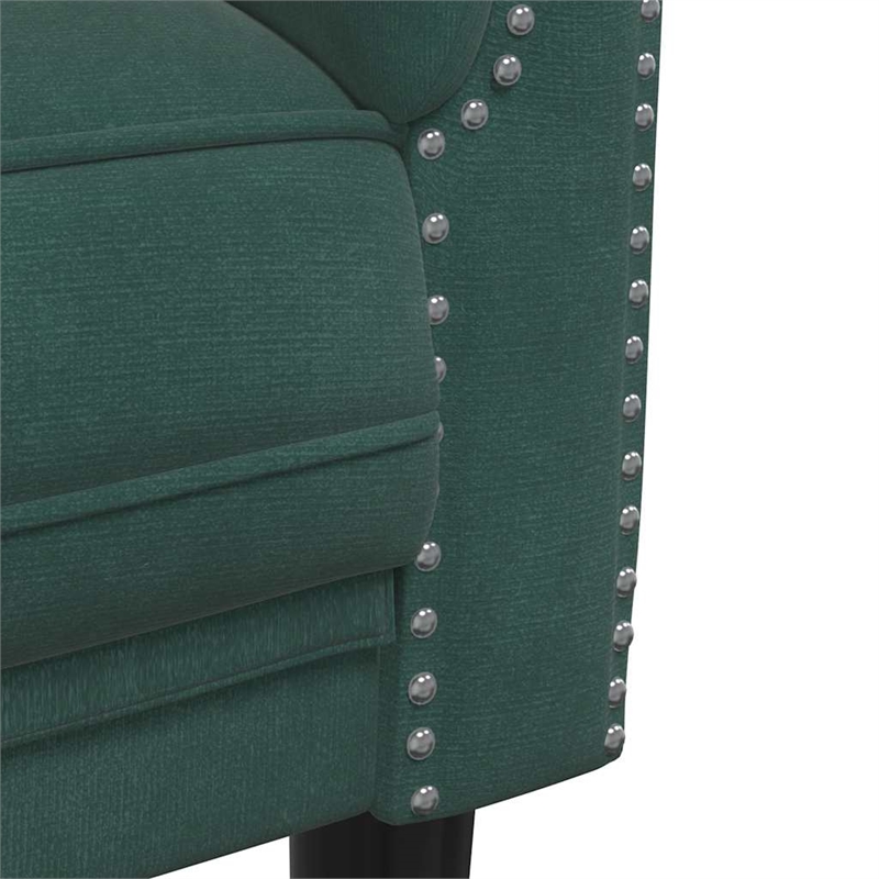 Bowery Hill Contemporary Sofa in Dark Green Polyester Velvet