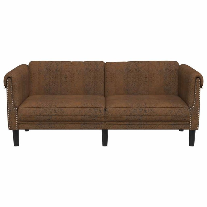 Bowery Hill Modern / Contemporary Sofa in Brown Faux Suede Leather