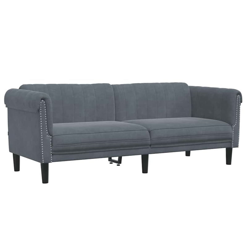 Bowery Hill Contemporary Sofa in Dark Grey Finish Polyester Velvet