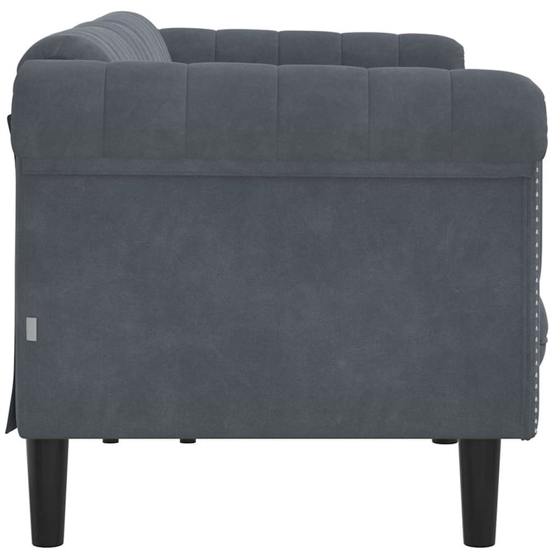 Bowery Hill Contemporary Sofa in Dark Grey Finish Polyester Velvet