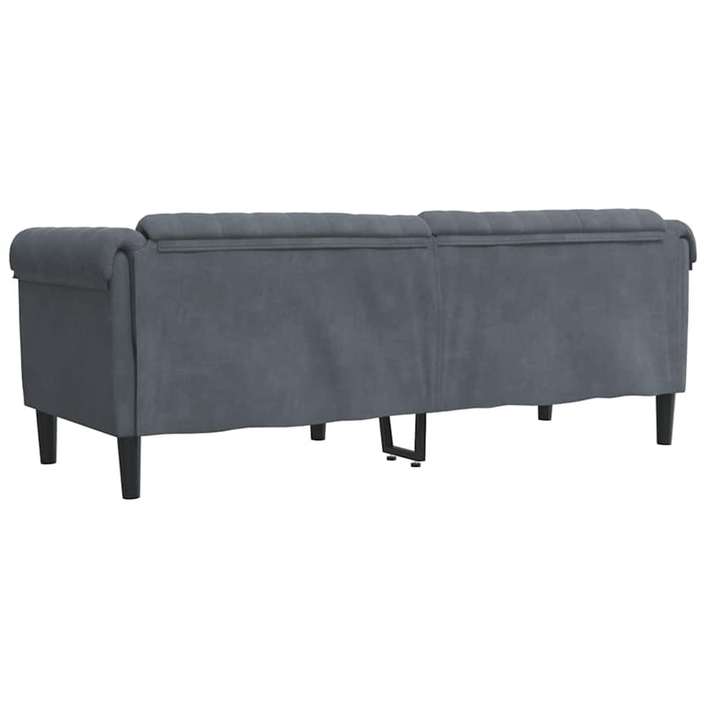 Bowery Hill Contemporary Sofa in Dark Grey Finish Polyester Velvet