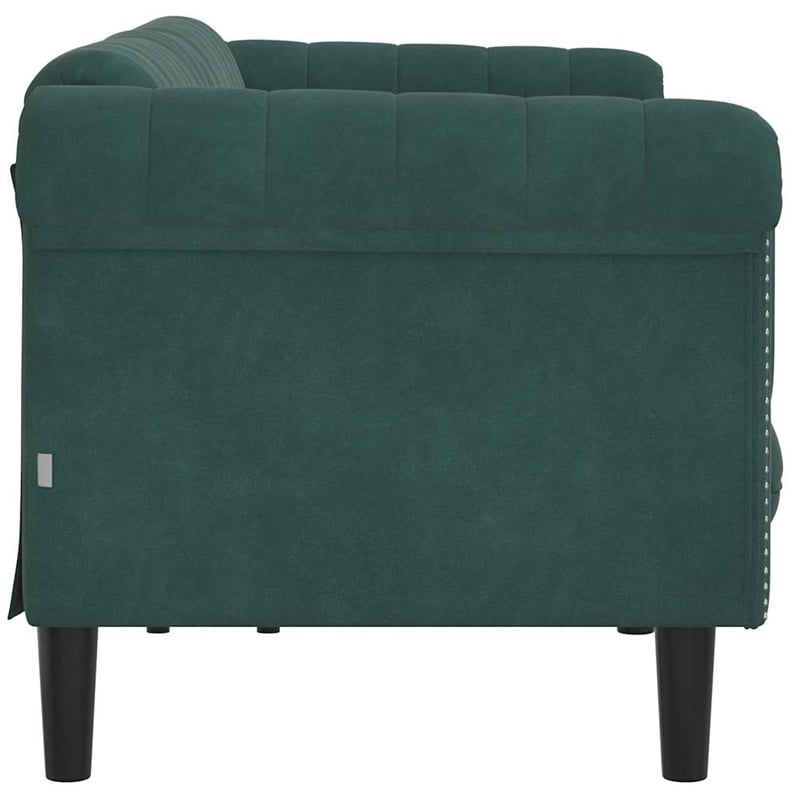 Bowery Hill Contemporary Sofa in Dark Green Polyester Velvet