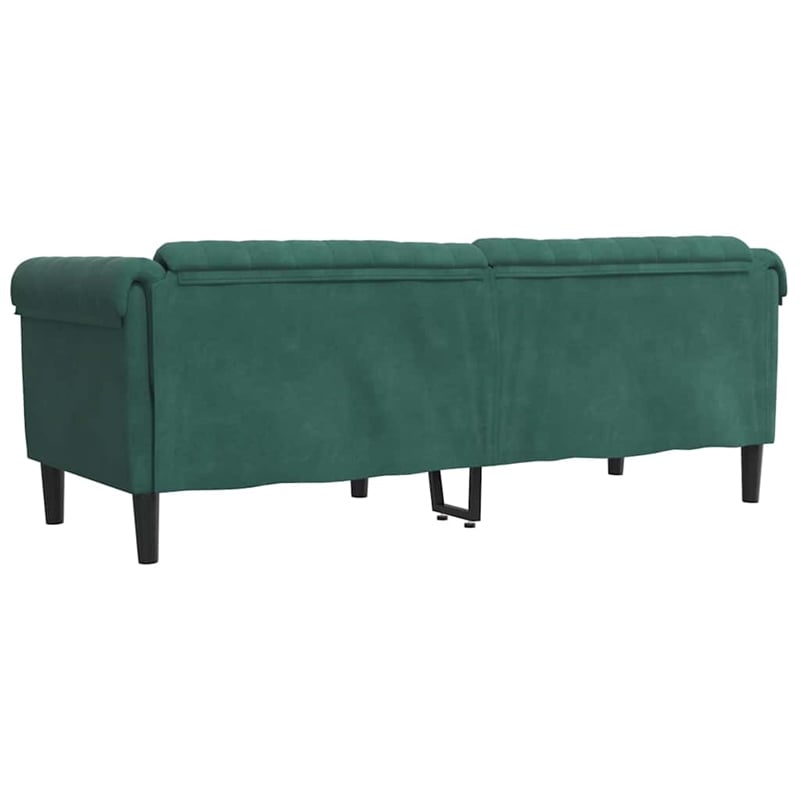 Bowery Hill Contemporary Sofa in Dark Green Polyester Velvet