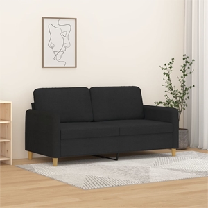 Bowery Hill Contemporary Metal 2-Seater Sofa in Black Fabric