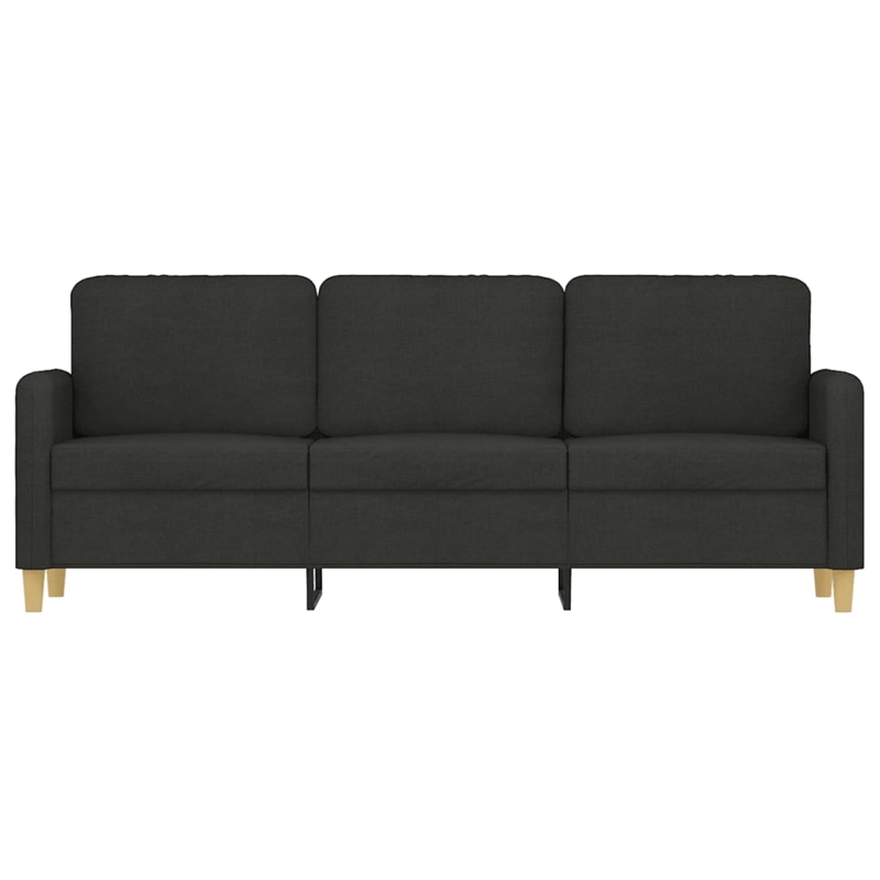 Bowery Hill Contemporary Metal 3-Seater Sofa in Black Fabric