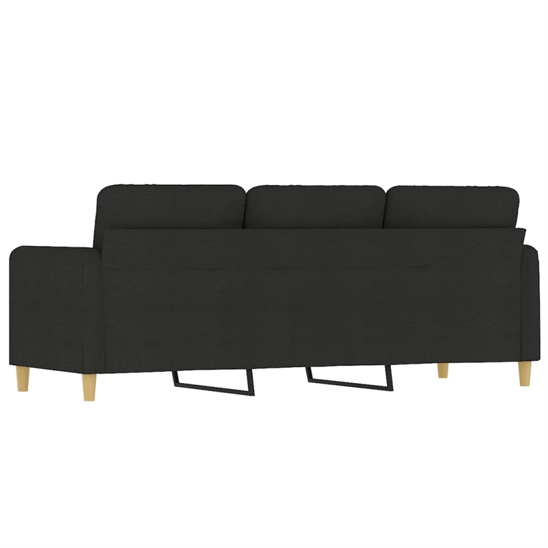 Bowery Hill Contemporary Metal 3-Seater Sofa in Black Fabric