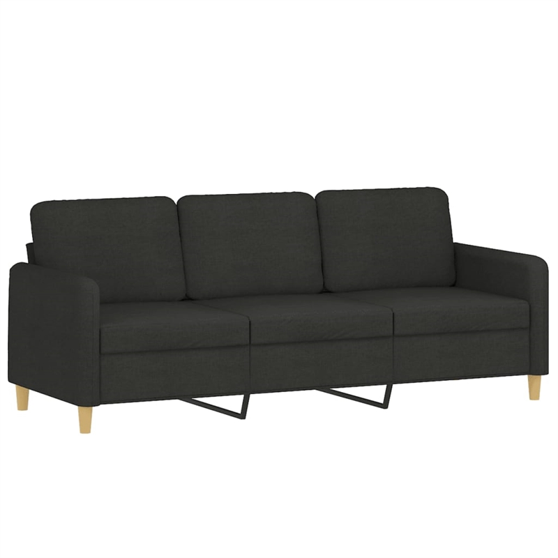 Bowery Hill Contemporary Metal 3-Seater Sofa in Black Fabric