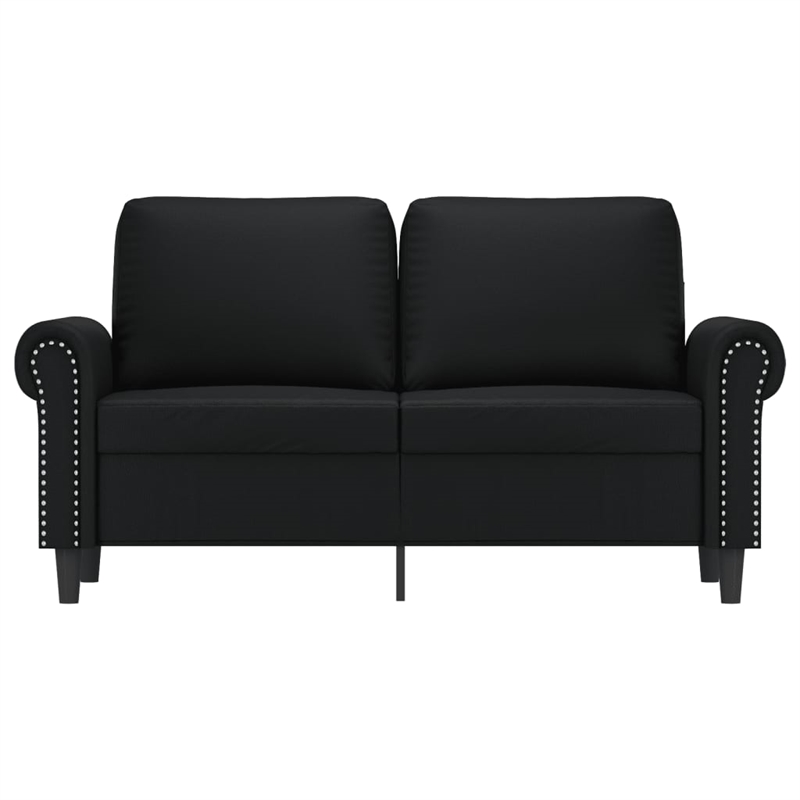 Bowery Hill Contemporary Metal 2-Seater Sofa in Black Faux Leather