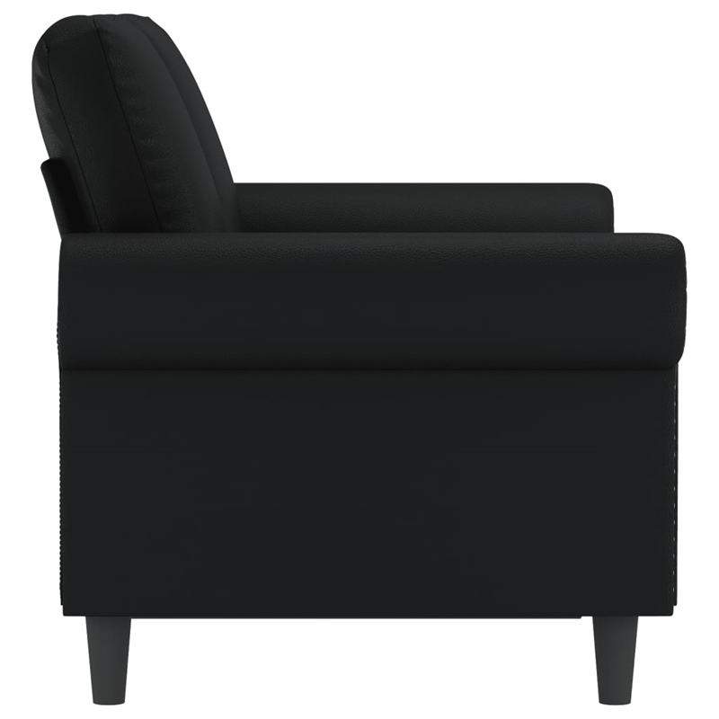 Bowery Hill Contemporary Metal 2-Seater Sofa in Black Faux Leather