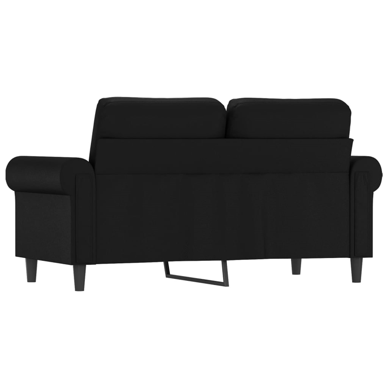 Bowery Hill Contemporary Metal 2-Seater Sofa in Black Faux Leather