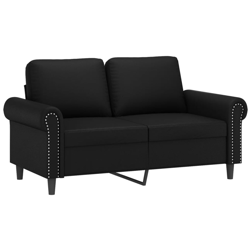 Bowery Hill Contemporary Metal 2-Seater Sofa in Black Faux Leather