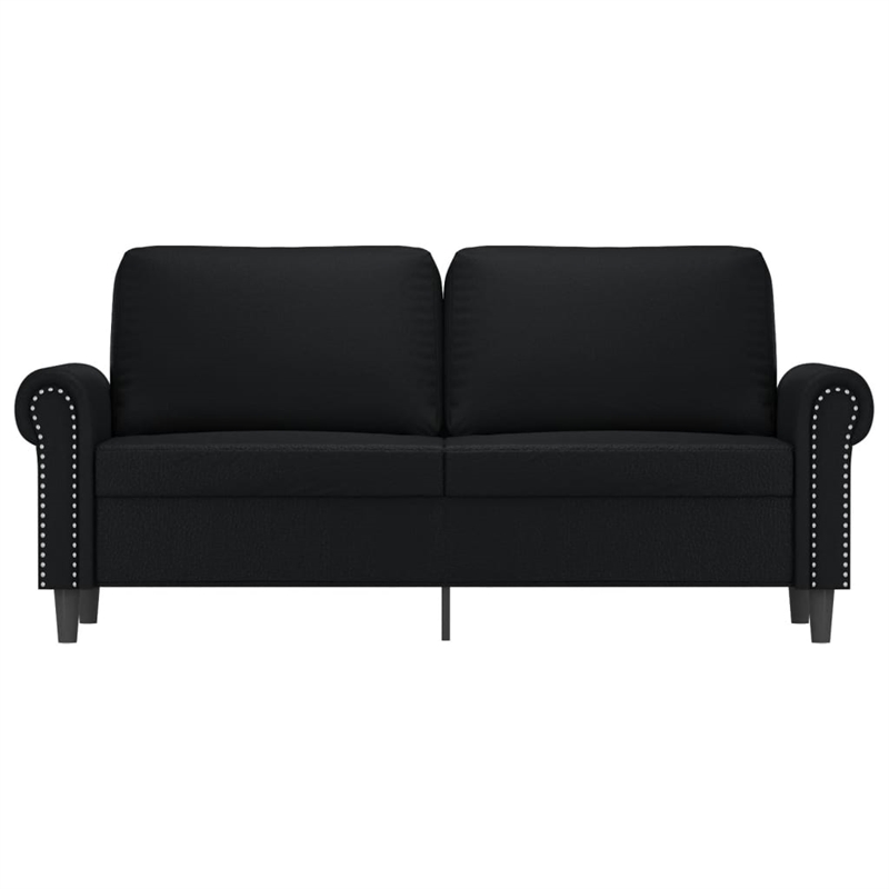 Bowery Hill Contemporary Metal 2-Seater Sofa in Black Faux Leather