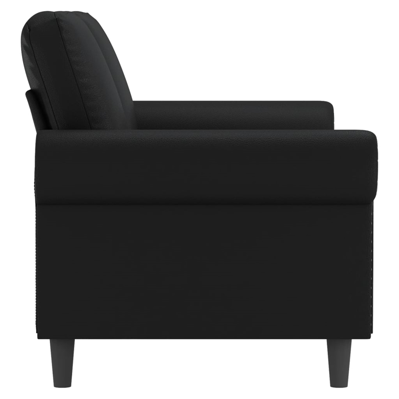 Bowery Hill Contemporary Metal 2-Seater Sofa in Black Faux Leather