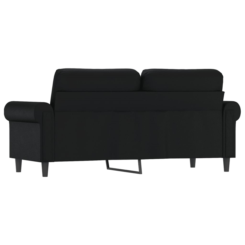 Bowery Hill Contemporary Metal 2-Seater Sofa in Black Faux Leather