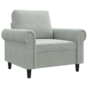 Bowery Hill Contemporary Single Sofa Chair in Light Grey Velvet