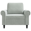 Bowery Hill Contemporary Single Sofa Chair in Light Grey Velvet