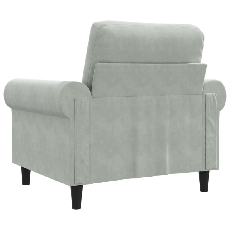 Bowery Hill Contemporary Single Sofa Chair in Light Grey Velvet