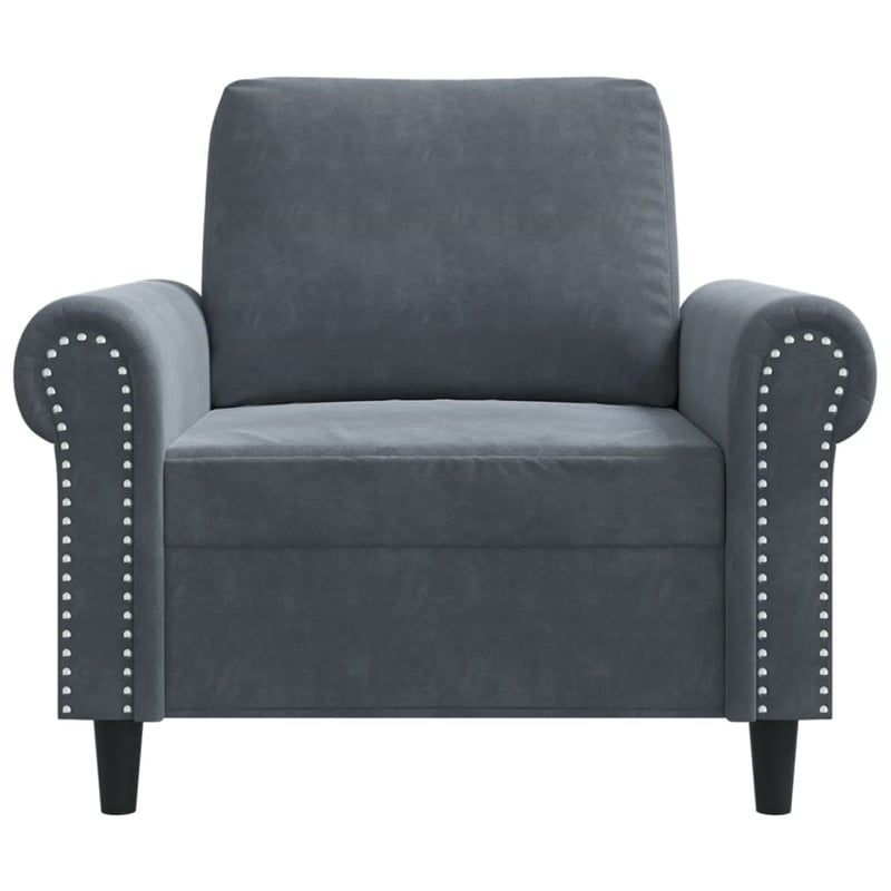 Bowery Hill Contemporary Single Sofa Chair in Dark Grey Polyester
